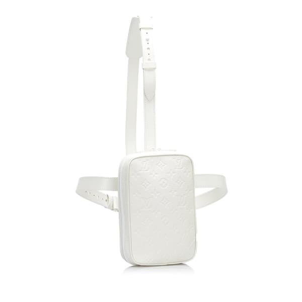 Pre-owned Louis Vuitton Monogram Taurillon Utility Side  White