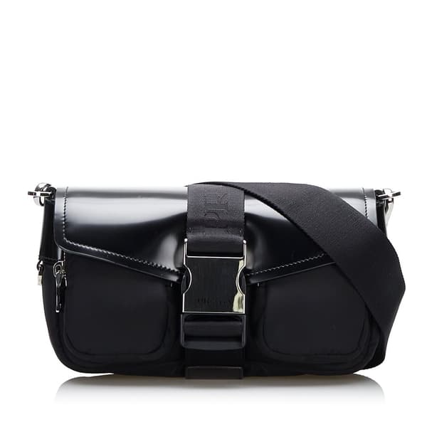 Pre-owned Prada Re-Nylon & Spazzolato Pocket Crossbody Black