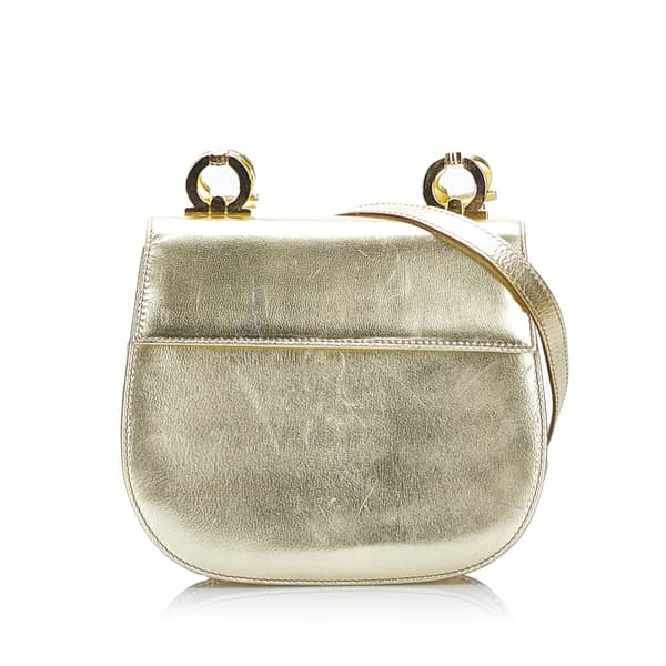 Pre-owned Ferragamo Gancini Crossbody Gold