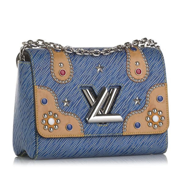 Pre-owned Louis Vuitton Studded Epi Twist MM Blue