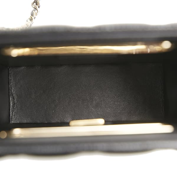 Pre-owned Chanel Mini Caviar Chain Around Cut Out Evening Bag Black
