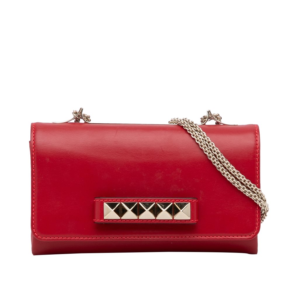 image of Pre-owned Valentino Rockstud Va Va Voom Crossbody Bag Red