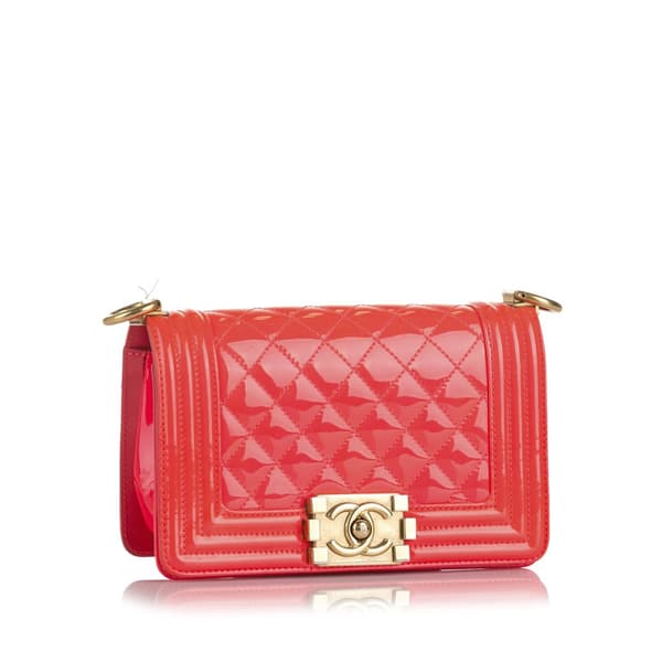 Pre-owned Chanel Small Patent Boy Bag Red