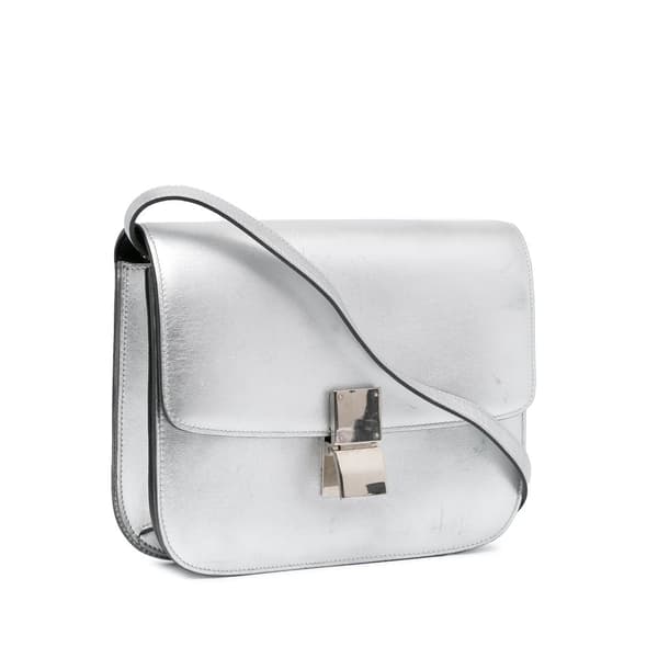 Pre-owned Celine Medium Calfskin Classic Box Silver
