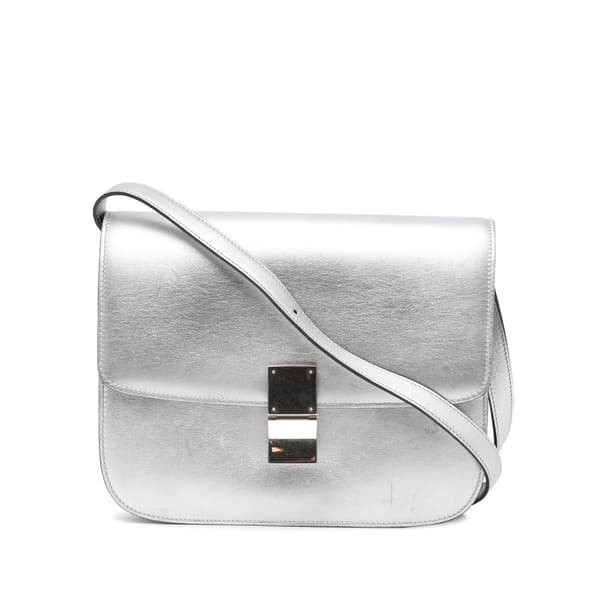 Pre-owned Celine Medium Calfskin Classic Box Silver