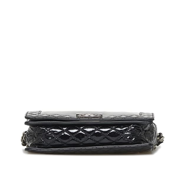 Pre-owned Chanel Medium Patent Boy Reverso Flap Black