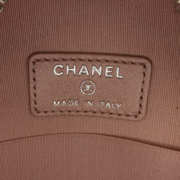 Pre-owned Chanel Goatskin Camellia Round Clutch With Chain Brown