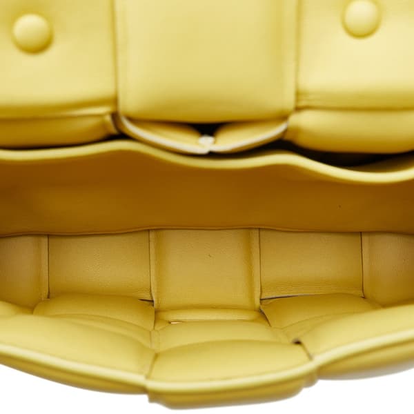 Pre-owned Bottega Veneta Nappa Intrecciato Padded Chain Cassette Satchel Yellow
