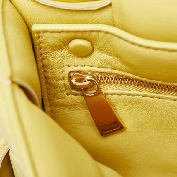 Pre-owned Bottega Veneta Nappa Intrecciato Padded Chain Cassette Satchel Yellow