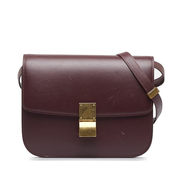 Pre-owned Celine Medium Calfskin Classic Box Red