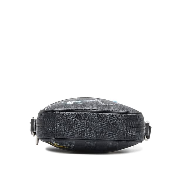 Pre-owned Louis Vuitton Damier Graphite Renaissance Map Danube Slim PM Black