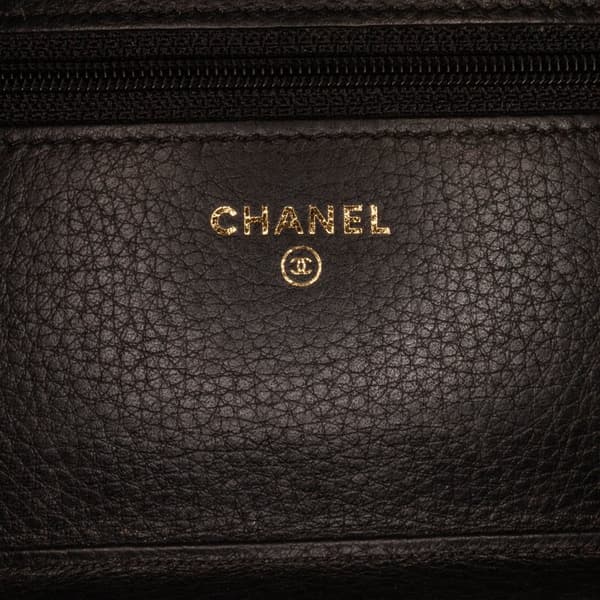 Pre-owned Chanel Studded Leather Wallet on Chain Black