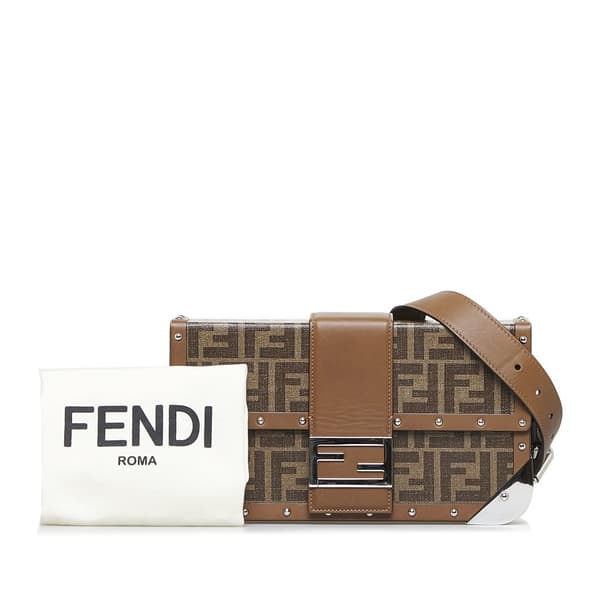 Pre-owned Fendi Zucca Baguette Trunk Brown