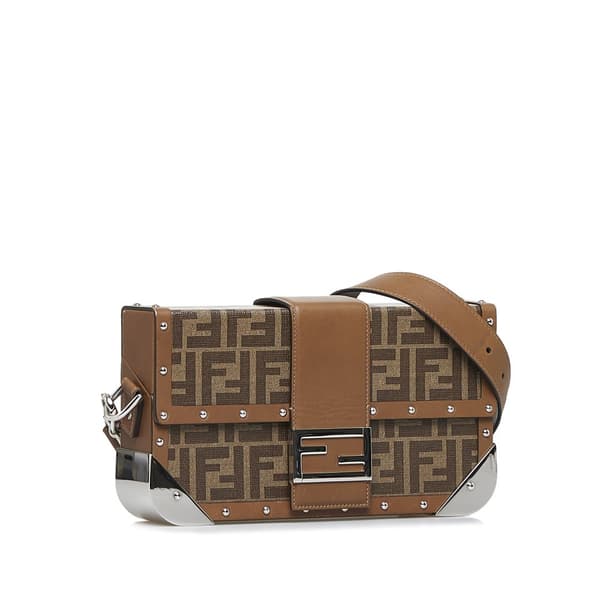 Pre-owned Fendi Zucca Baguette Trunk Brown