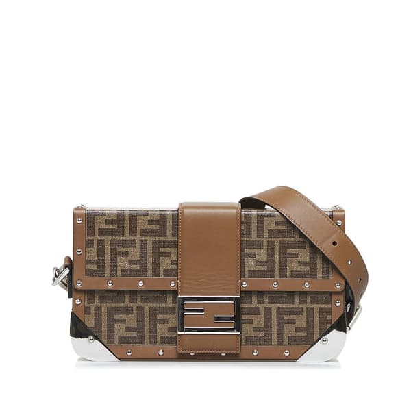 Pre-owned Fendi Zucca Baguette Trunk Brown