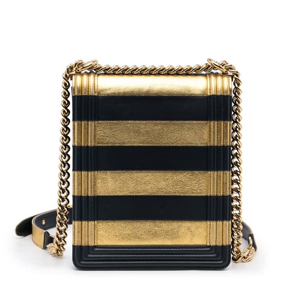 Pre-owned Chanel Paris-New York North South Boy Flap Gold