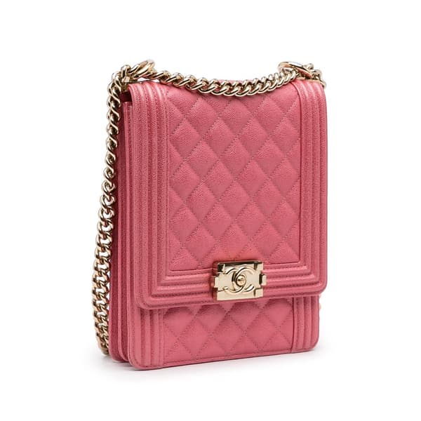 Pre-owned Chanel North South Boy Flap Pink