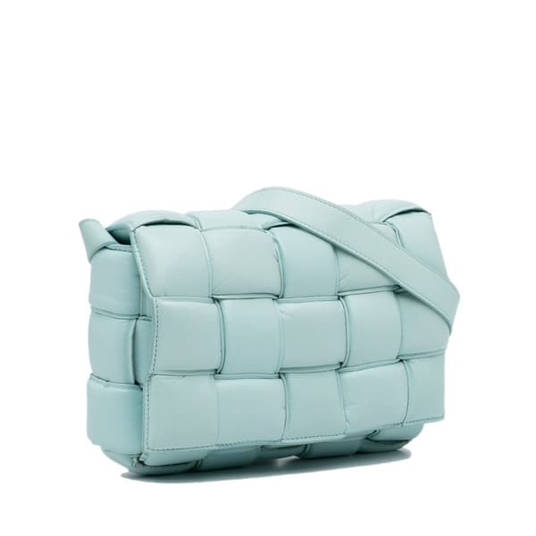 Pre-owned Bottega Veneta Nappa Intrecciato Padded Cassette Crossbody Blue