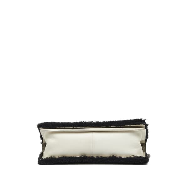 Pre-owned Chanel Old Medium Bicolor Shearling Boy Flap White