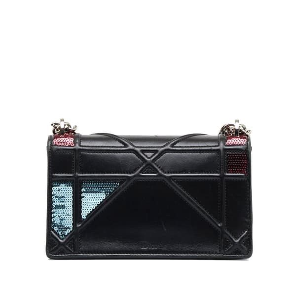 Pre-owned Dior Mini Diorama Sequin Flap Black