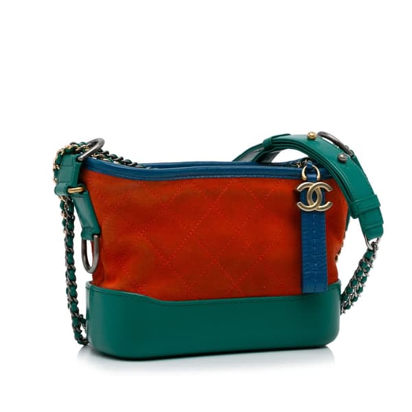 Pre-owned Chanel Small Suede Gabrielle Crossbody Orange