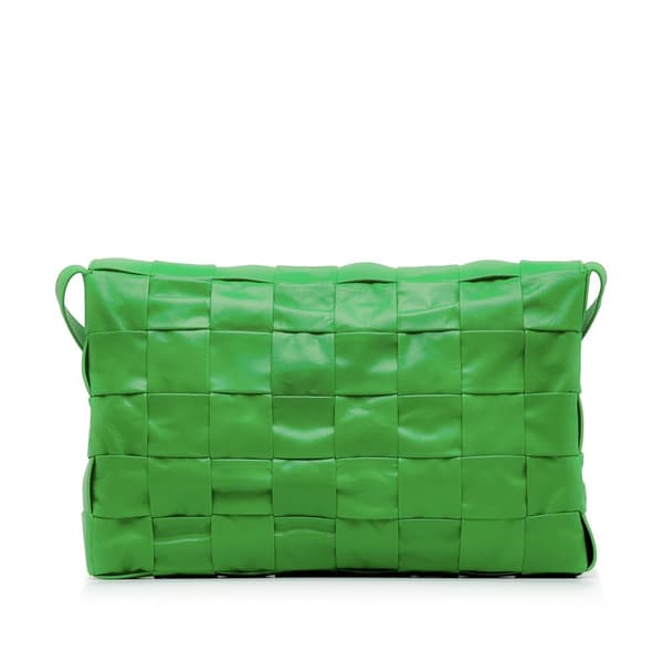 Pre-owned Bottega Veneta Maxi Nappa Intrecciato Cassette Crossbody Green
