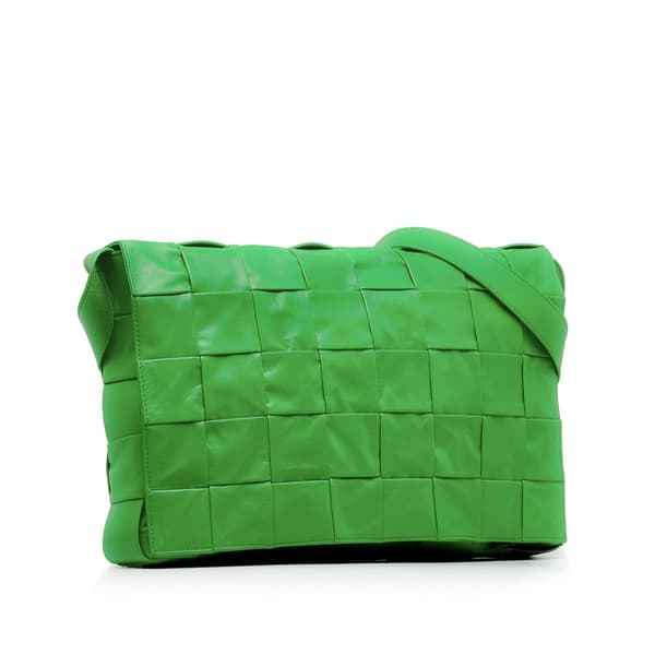 Pre-owned Bottega Veneta Maxi Nappa Intrecciato Cassette Crossbody Green