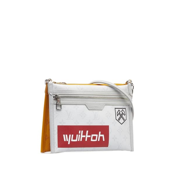 Pre-owned Louis Vuitton Monogram Antartica Double Flat Messenger Gray