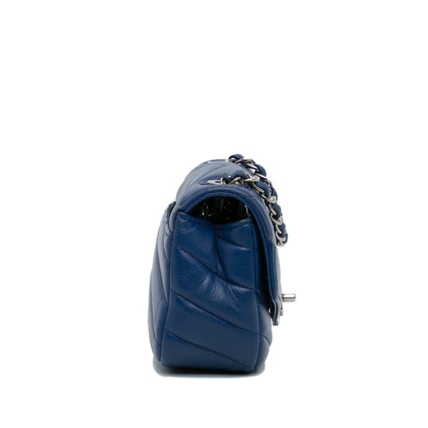 Pre-owned Chanel Mini Caviar Chevron Data Center Envelope Flap Bag Blue