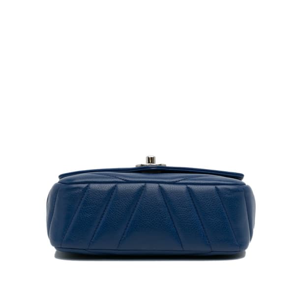 Pre-owned Chanel Mini Caviar Chevron Data Center Envelope Flap Bag Blue