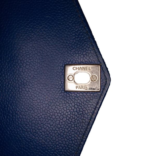 Pre-owned Chanel Mini Caviar Chevron Data Center Envelope Flap Bag Blue