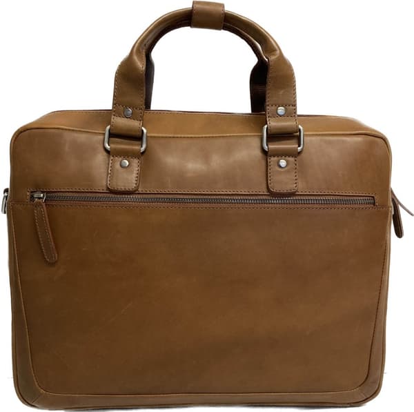 Geneve datorväska 15,6' i Cow wax leather Ljusbrun