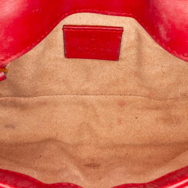 Pre-owned Gucci Super Mini GG Marmont Matelasse Leather Flap Crossbody Red
