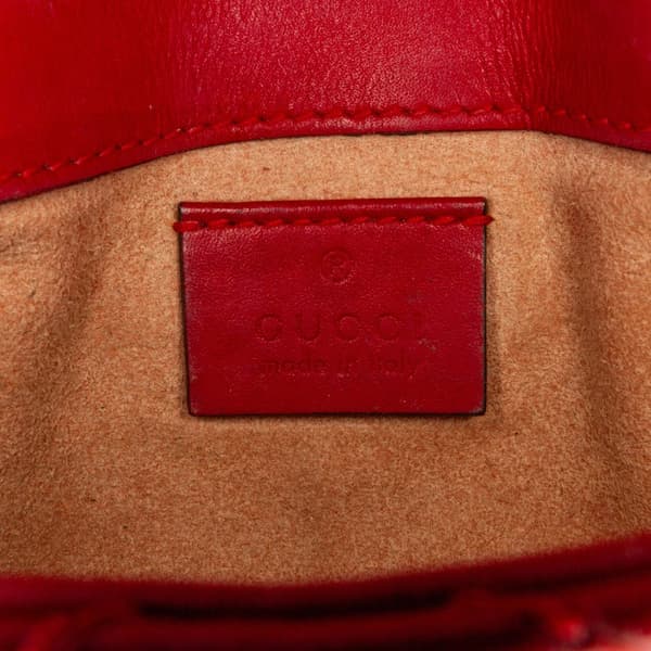 Pre-owned Gucci Super Mini GG Marmont Matelasse Leather Flap Crossbody Red