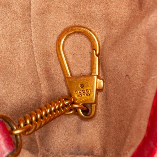 Pre-owned Gucci Super Mini GG Marmont Matelasse Leather Flap Crossbody Red