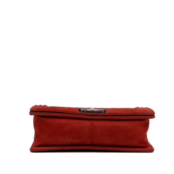 Pre-owned Chanel Old Medium Quilted Caviar Boy Flap Red