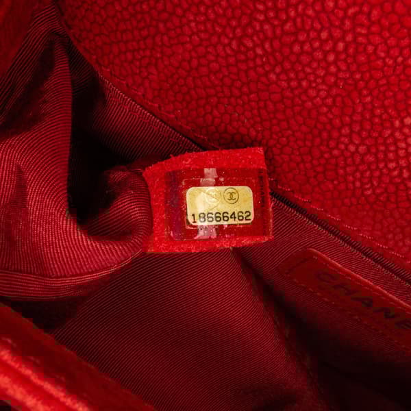 Pre-owned Chanel Old Medium Quilted Caviar Boy Flap Red