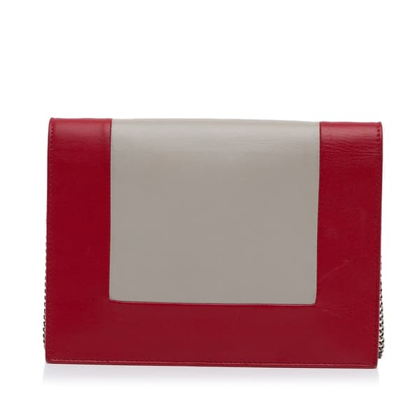 Pre-owned Celine Leather Frame Wallet on Chain Red