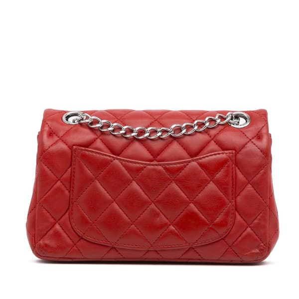 Pre-owned Chanel New Mini Rectangular Classic Lambskin Single Flap Red