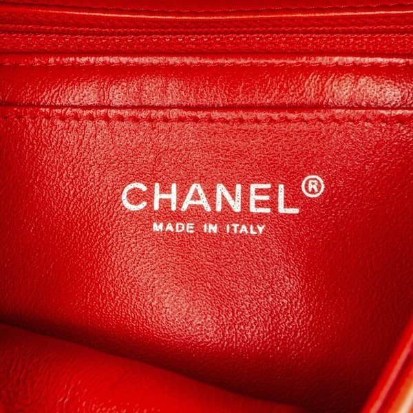Pre-owned Chanel New Mini Rectangular Classic Lambskin Single Flap Red