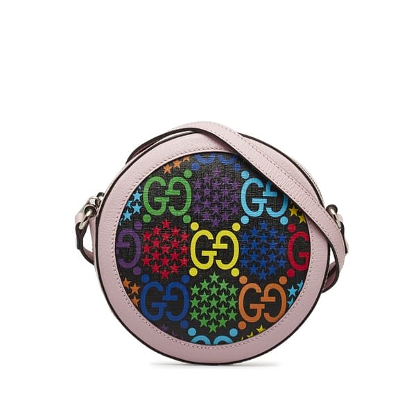 Pre-owned Gucci GG Supreme Psychedelic Round Crossbody Pink