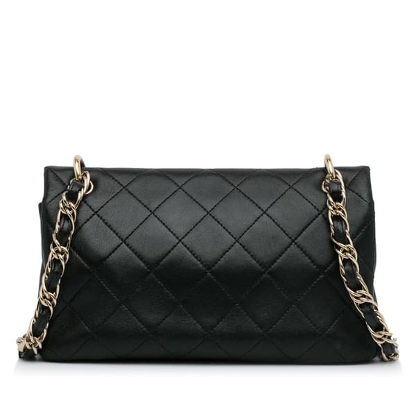 Pre-owned Chanel Large Lambskin Twist Chain Enamel CC Flap Black