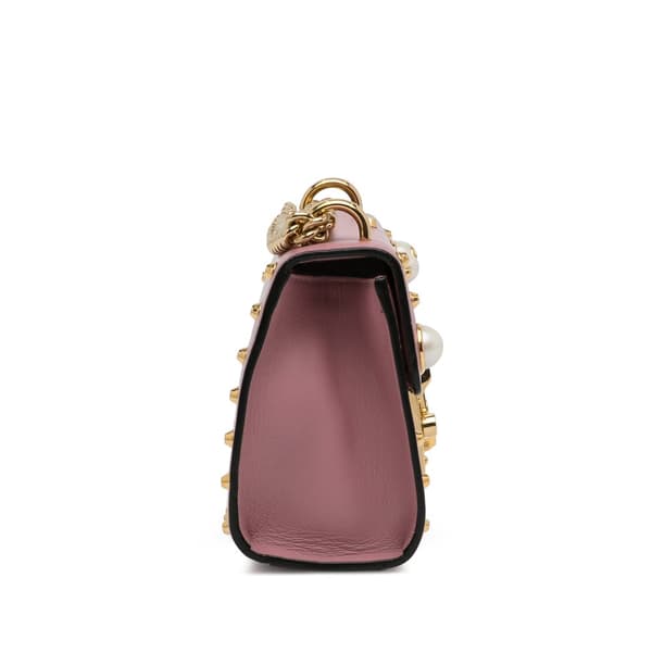 Pre-owned Gucci Small Pearl Studded Padlock Crossbody Pink