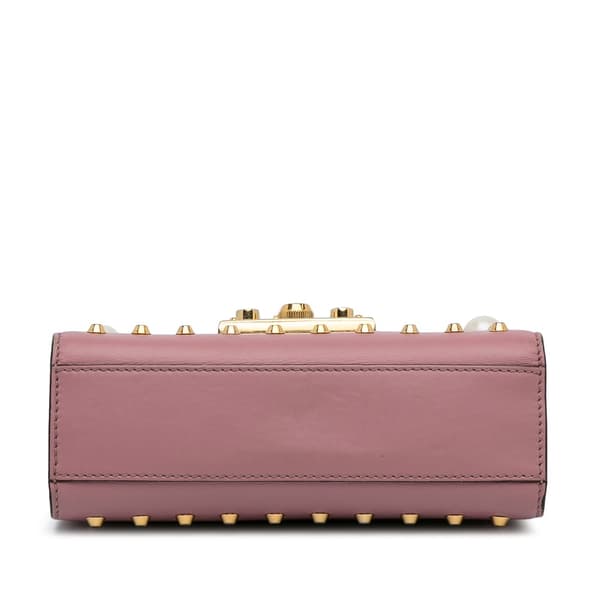 Pre-owned Gucci Small Pearl Studded Padlock Crossbody Pink