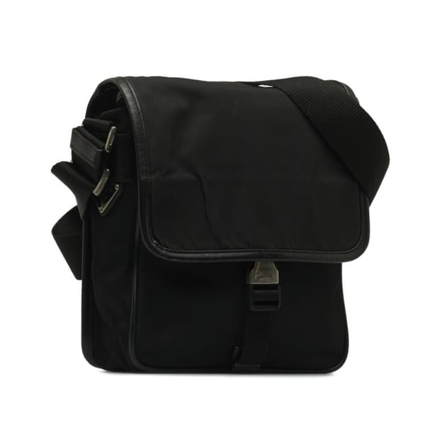 Pre-owned Prada Tessuto Buckle Messenger Bag Black
