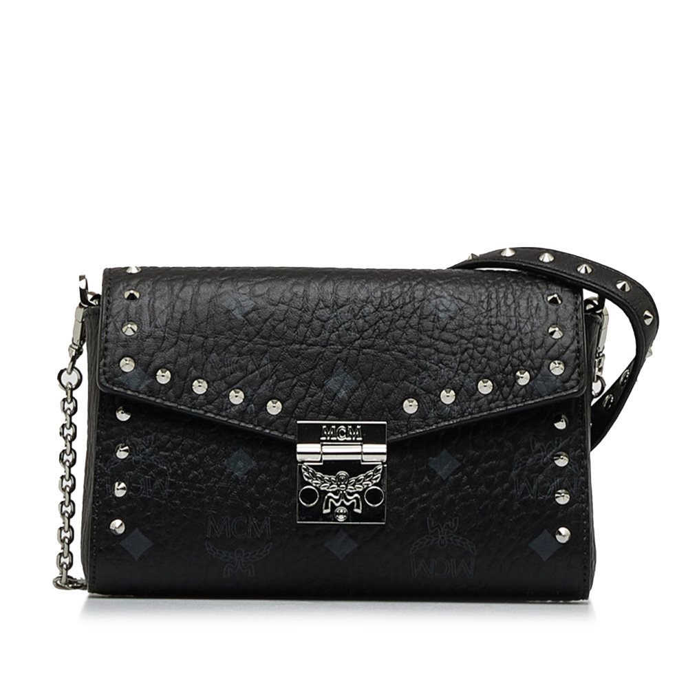 image of Pre-owned MCM Visetos Tracy Laurel Chain Crossbody Bag Black