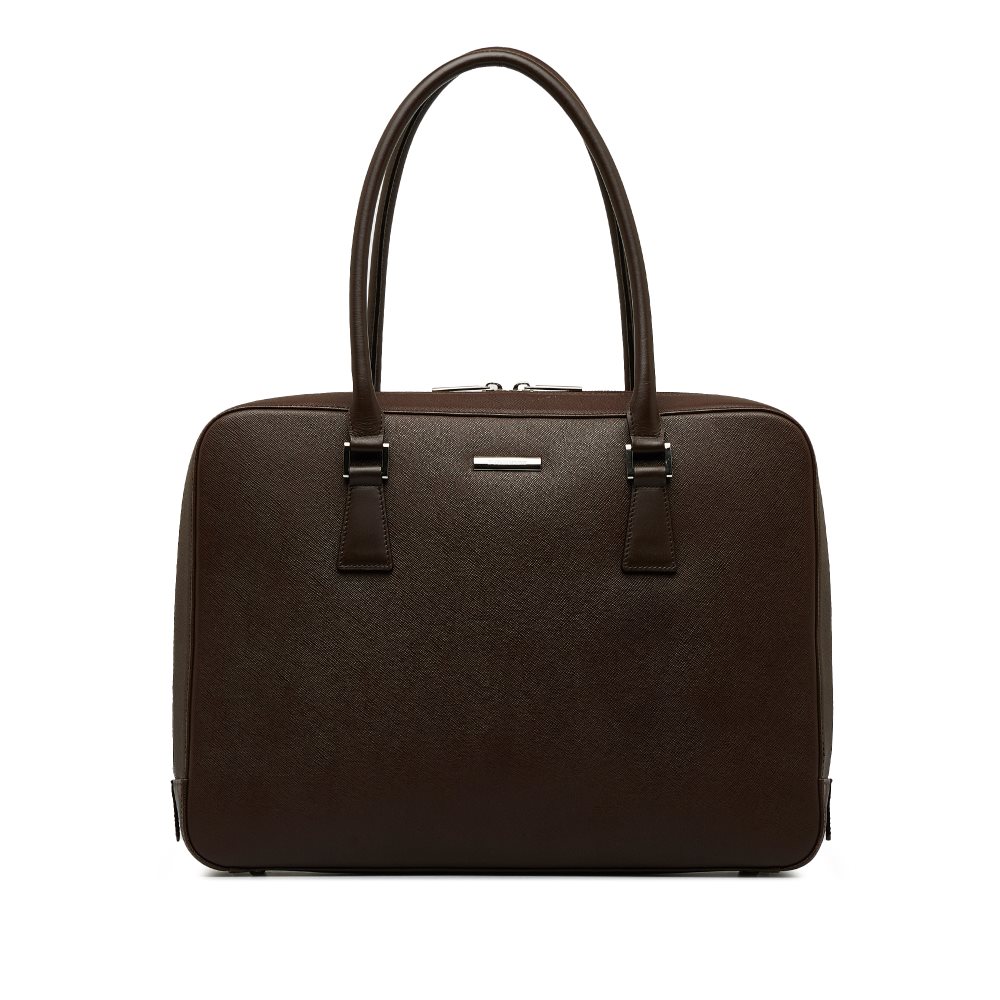 image of Pre-owned Burberry Leather Briefcase Brown