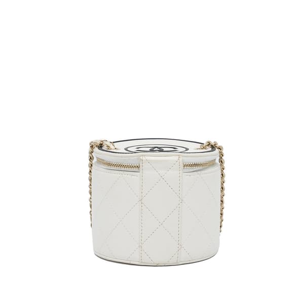 Pre-owned Chanel Chain and Charm Vanity Case White