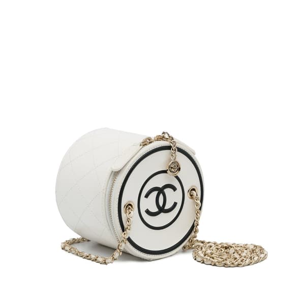 Pre-owned Chanel Chain and Charm Vanity Case White