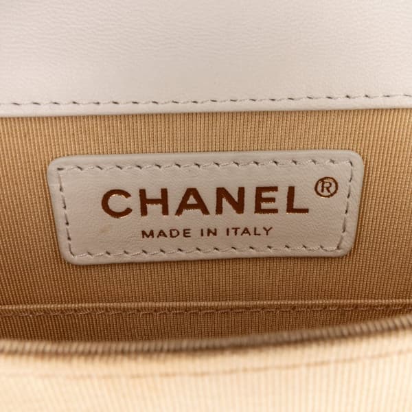Pre-owned Chanel North South Boy Flap White